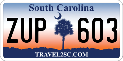 SC license plate ZUP603