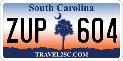 SC license plate ZUP604