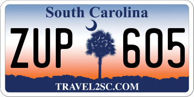 SC license plate ZUP605