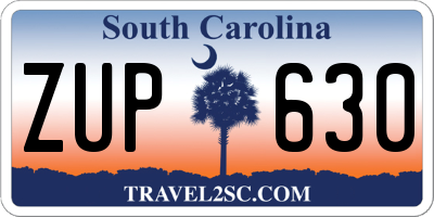 SC license plate ZUP630