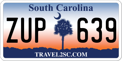 SC license plate ZUP639