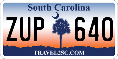 SC license plate ZUP640