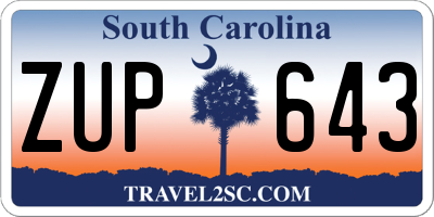 SC license plate ZUP643