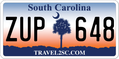 SC license plate ZUP648