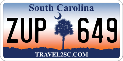 SC license plate ZUP649