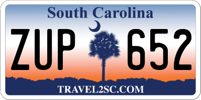 SC license plate ZUP652