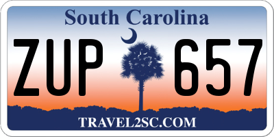 SC license plate ZUP657