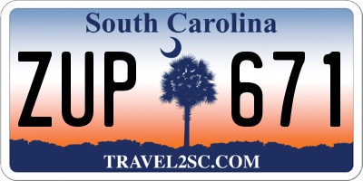 SC license plate ZUP671