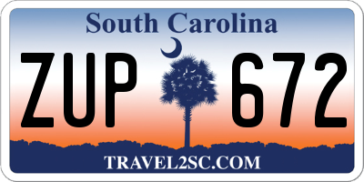 SC license plate ZUP672