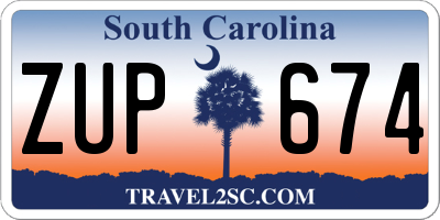 SC license plate ZUP674