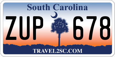 SC license plate ZUP678