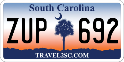 SC license plate ZUP692