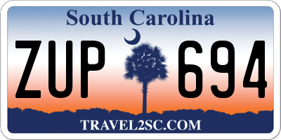 SC license plate ZUP694