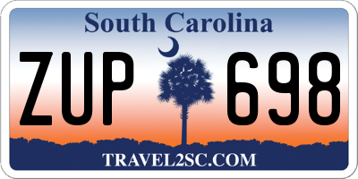 SC license plate ZUP698