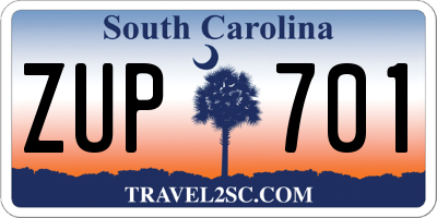 SC license plate ZUP701