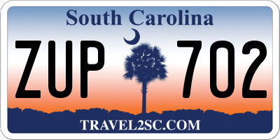 SC license plate ZUP702