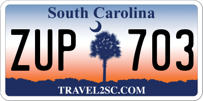 SC license plate ZUP703