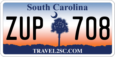 SC license plate ZUP708