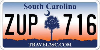SC license plate ZUP716