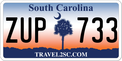 SC license plate ZUP733