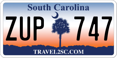 SC license plate ZUP747