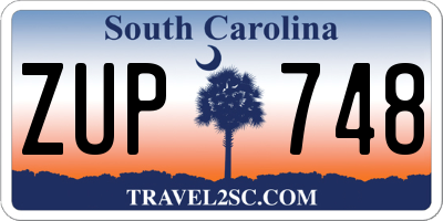 SC license plate ZUP748