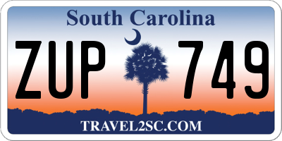 SC license plate ZUP749