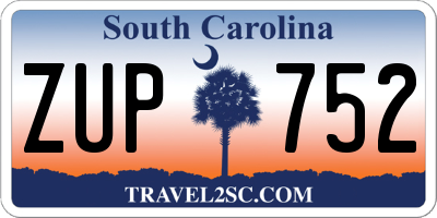 SC license plate ZUP752