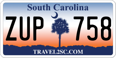 SC license plate ZUP758