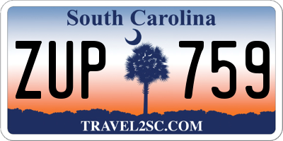 SC license plate ZUP759