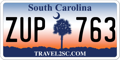 SC license plate ZUP763