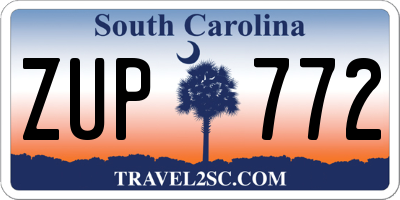 SC license plate ZUP772