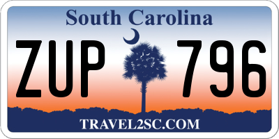 SC license plate ZUP796