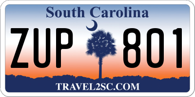 SC license plate ZUP801