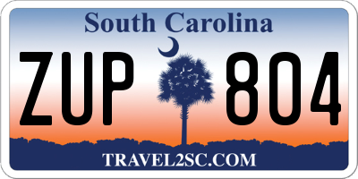 SC license plate ZUP804
