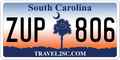 SC license plate ZUP806