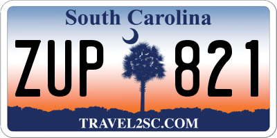 SC license plate ZUP821