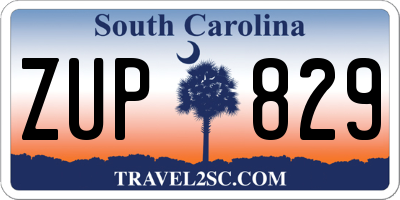 SC license plate ZUP829