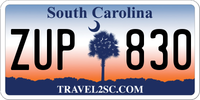 SC license plate ZUP830