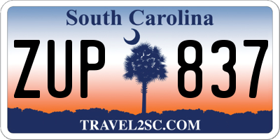 SC license plate ZUP837
