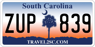 SC license plate ZUP839