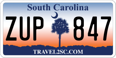 SC license plate ZUP847