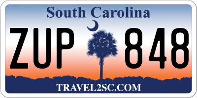 SC license plate ZUP848