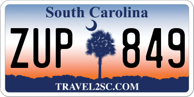 SC license plate ZUP849