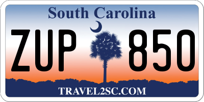 SC license plate ZUP850