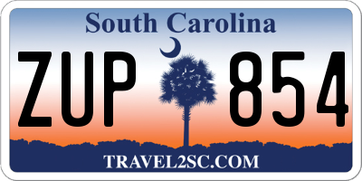 SC license plate ZUP854