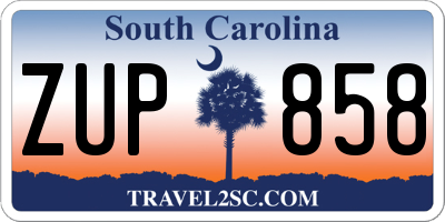 SC license plate ZUP858