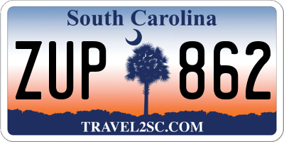 SC license plate ZUP862