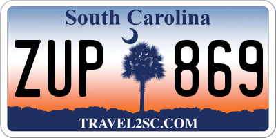 SC license plate ZUP869