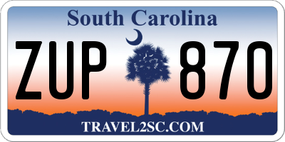 SC license plate ZUP870
